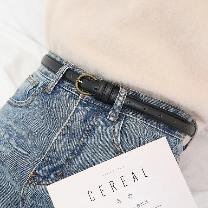 Cinto Slim Casual com Fivela Redonda