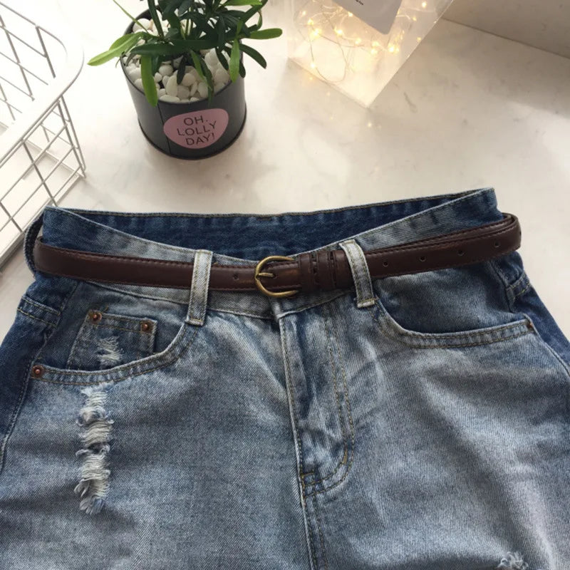 Cinto Slim Casual com Fivela Redonda