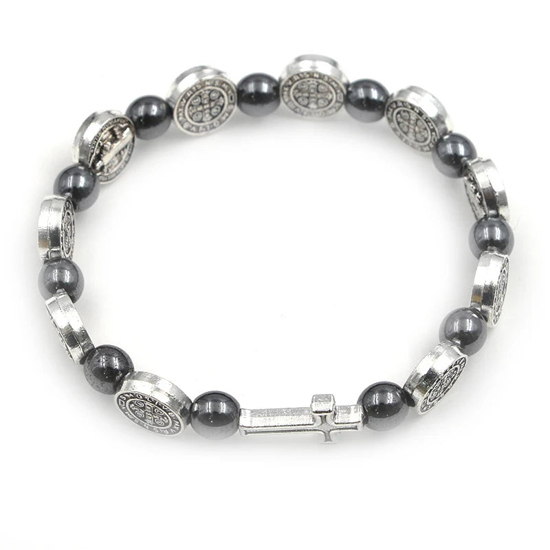 Pulseira Rosário Católico Hematita