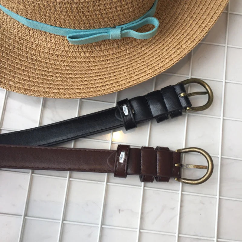 Cinto Slim Casual com Fivela Redonda
