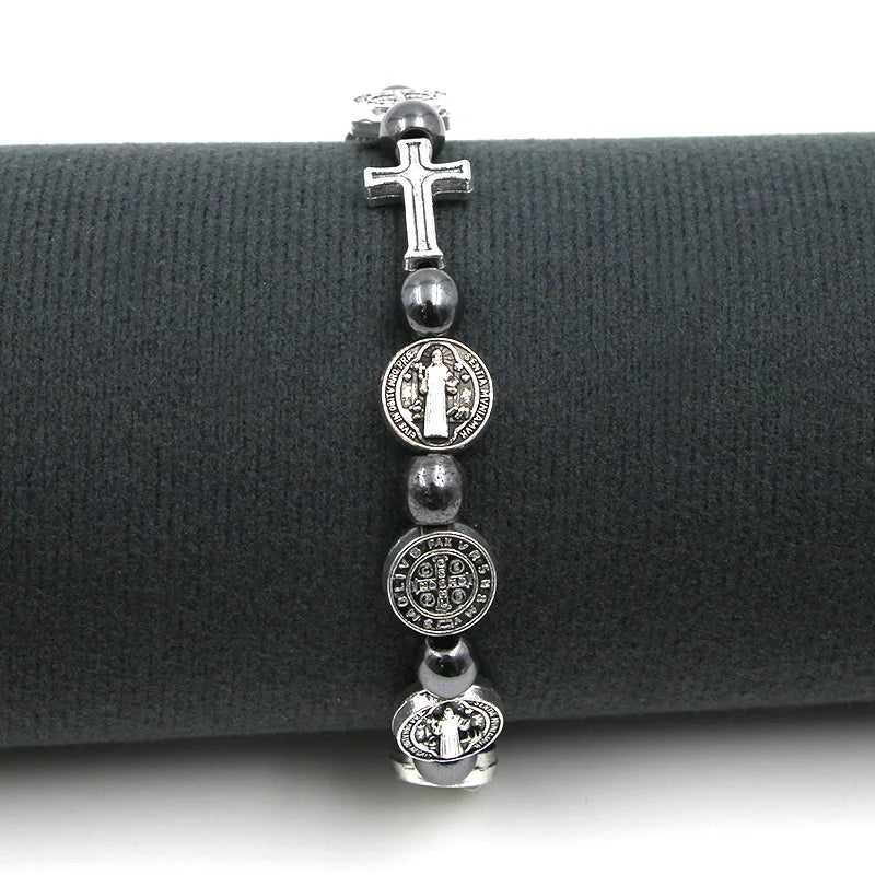 Pulseira Rosário Católico Hematita