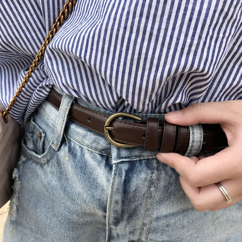 Cinto Slim Casual com Fivela Redonda