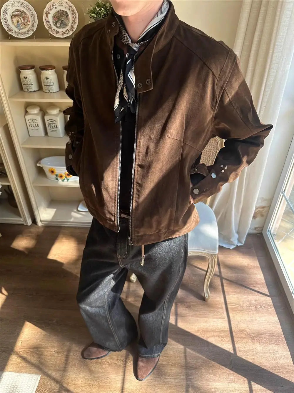 Jaqueta Harington Retrô Americana — Gola Alta Loose Fit