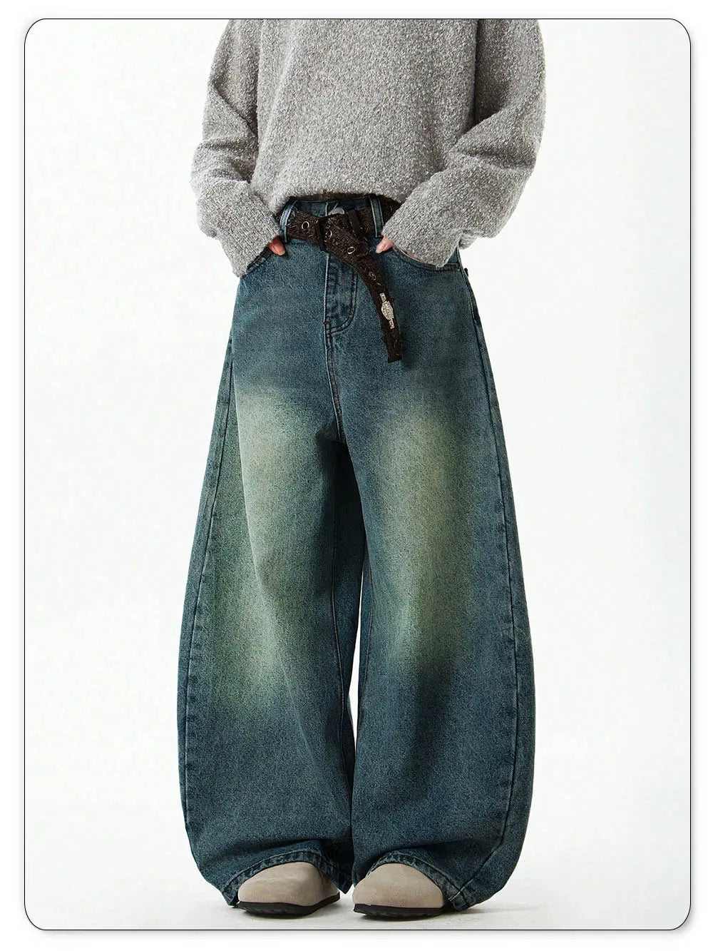 Jeans Wide Leg Curved Blade Vintage Azul