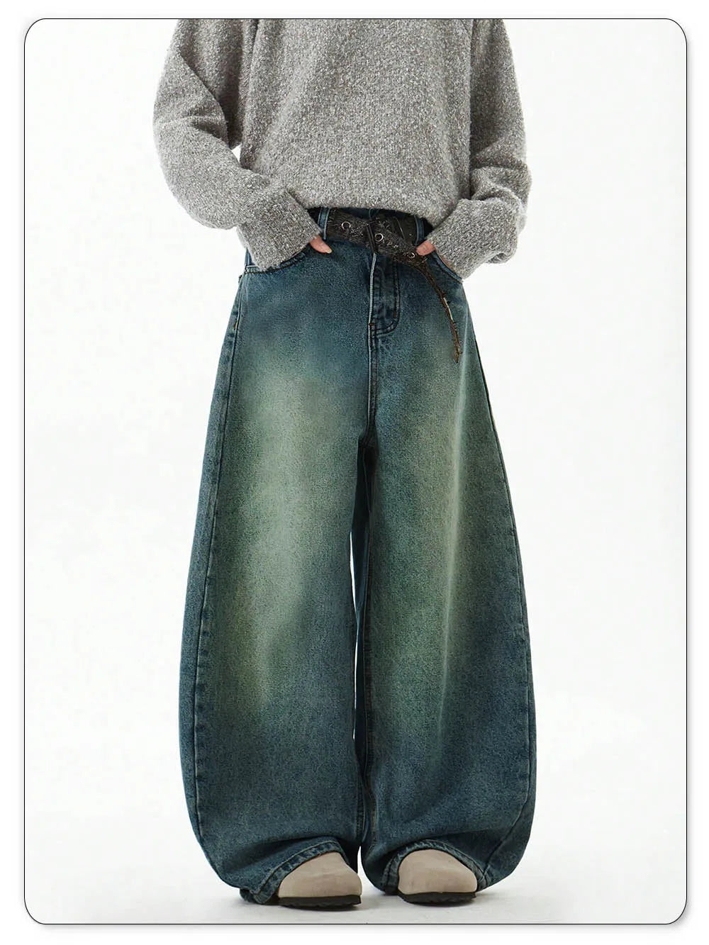 Jeans Wide Leg Curved Blade Vintage Azul