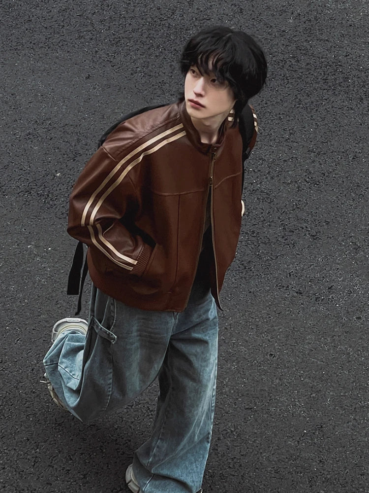 Jaqueta Biker Stand Collar Coreana