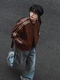 Jaqueta Biker Stand Collar Coreana