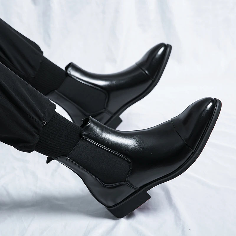 Chelsea Boot Sola Vermelha Bico Redondo Business