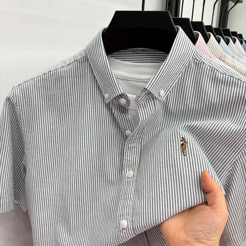 Camisa Listrada Bordada Premium