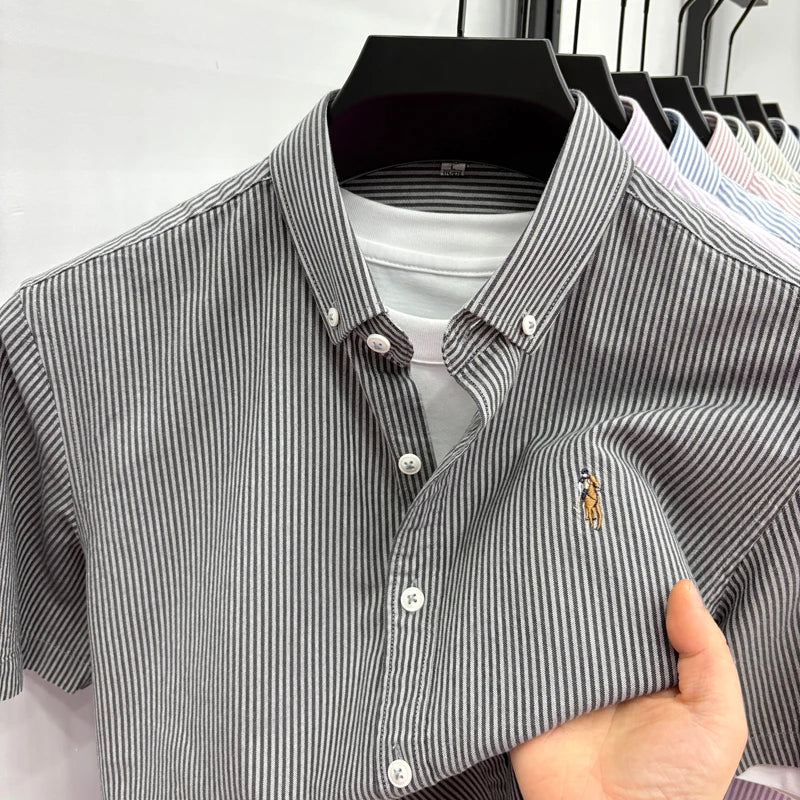 Camisa Listrada Bordada Premium