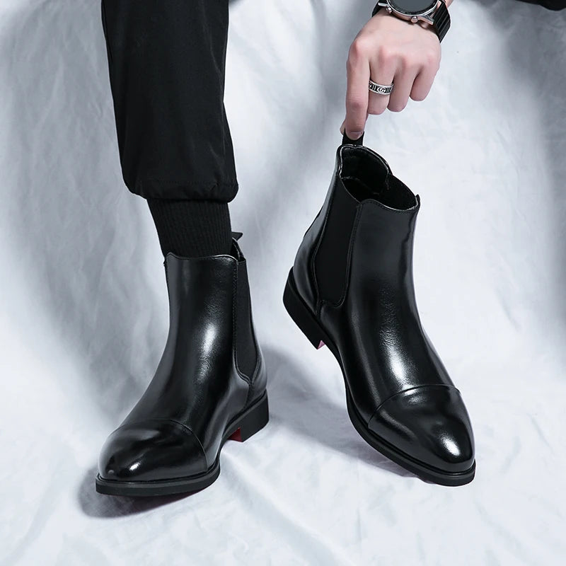 Chelsea Boot Sola Vermelha Bico Redondo Business