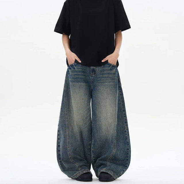 Calça Jeans Balloon Patchwork Raio Wide