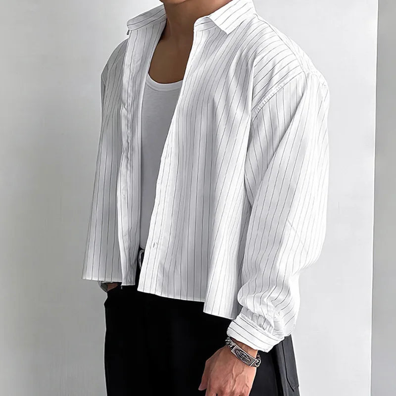 Camisa Listrada Retro Manga Longa