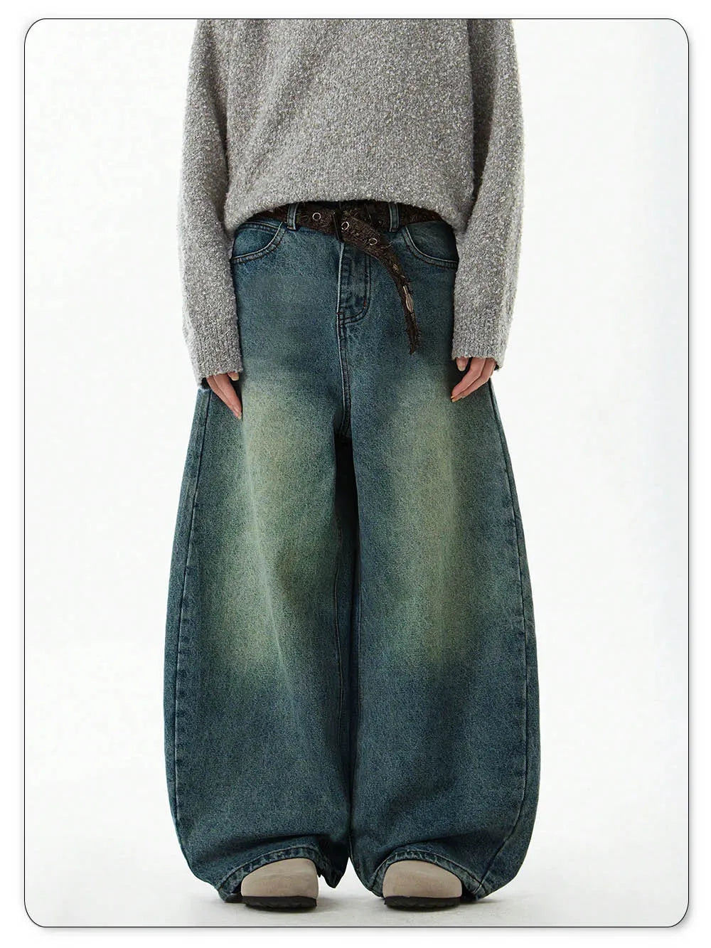 Jeans Wide Leg Curved Blade Vintage Azul