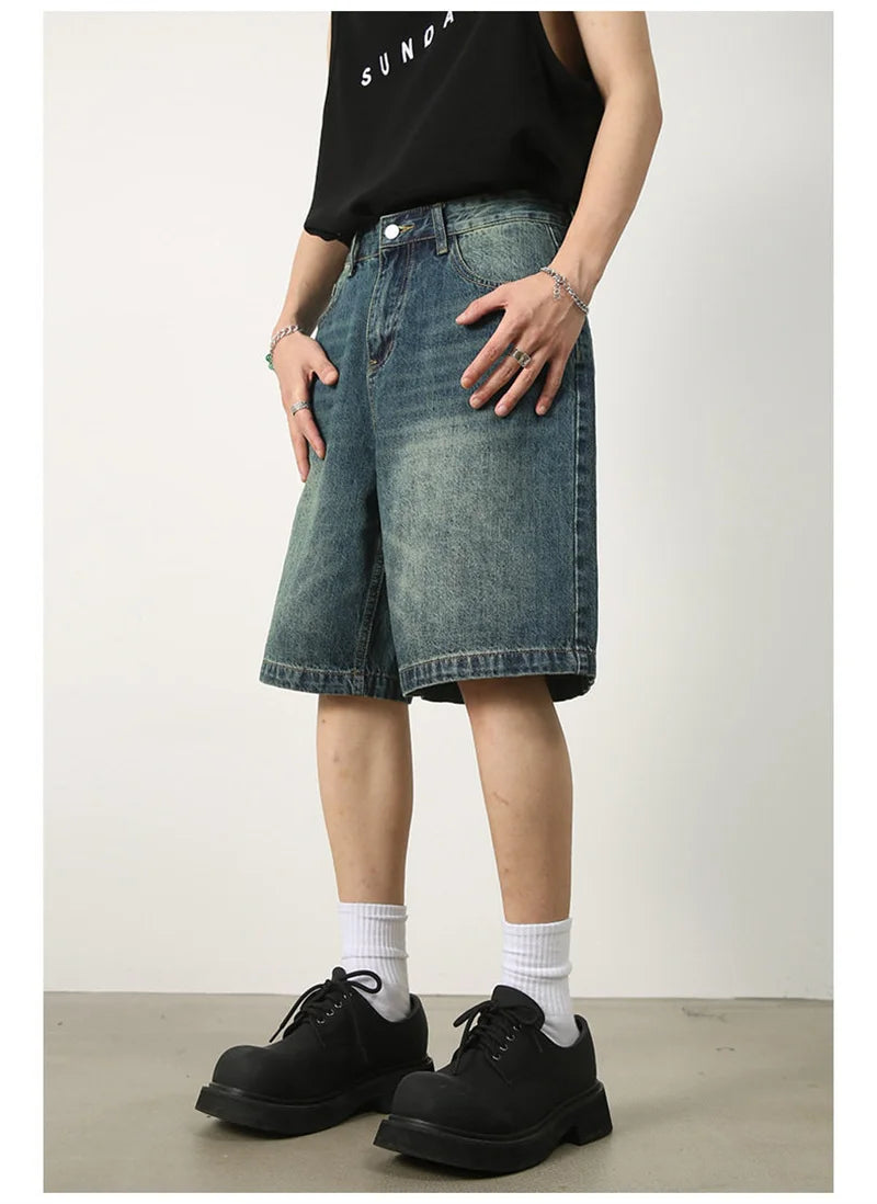 Shorts Jorts Washed Distressed Retrô