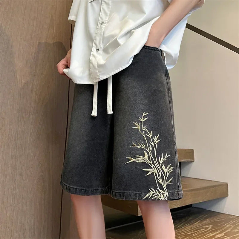 Shorts Jorts Y2K Bordado Baggy
