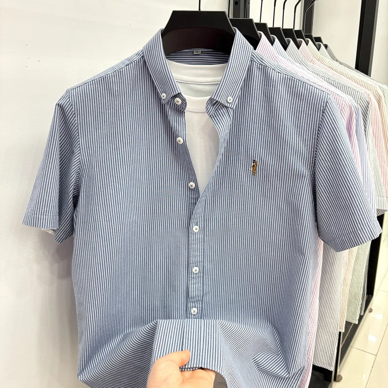 Camisa Listrada Bordada Premium