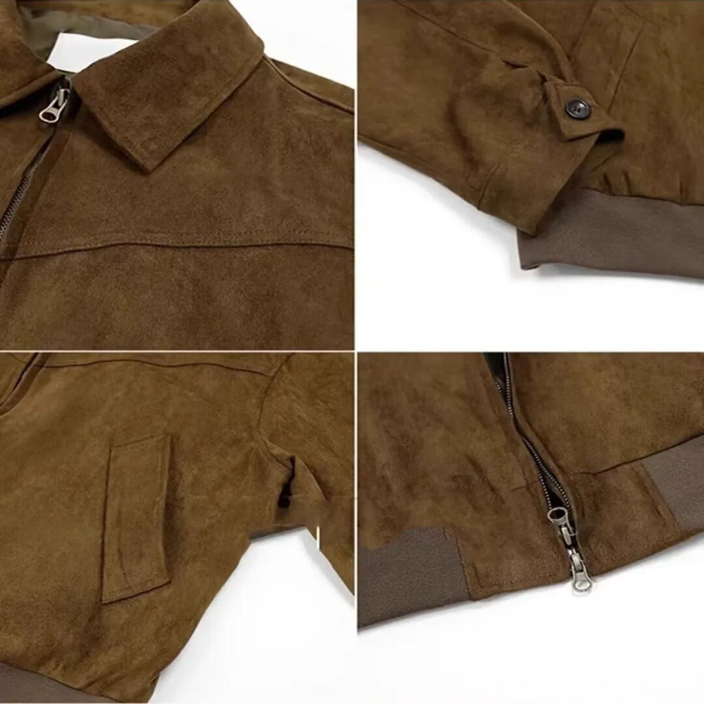 Jaqueta Suede Lapel Moto Coreana