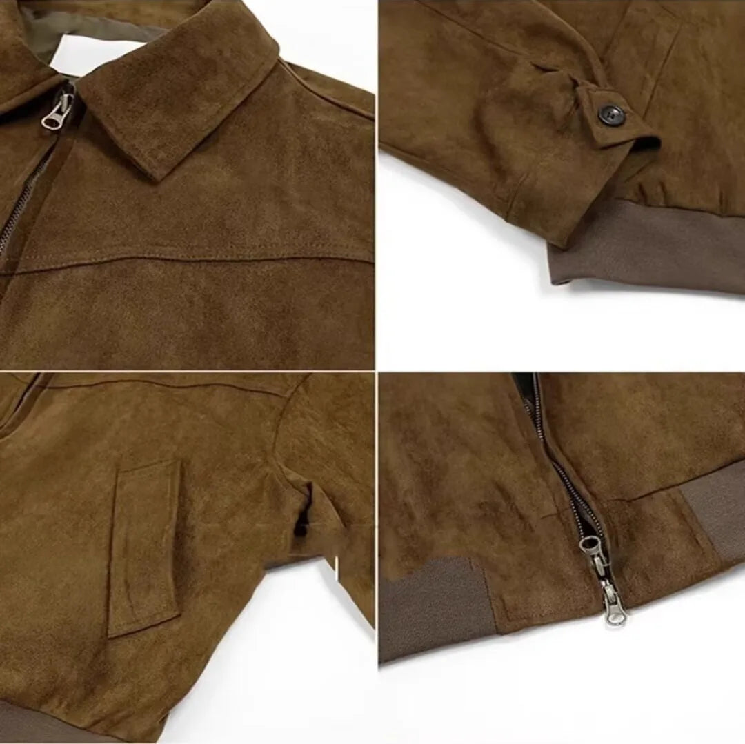 Jaqueta Suede Lapel Moto Coreana