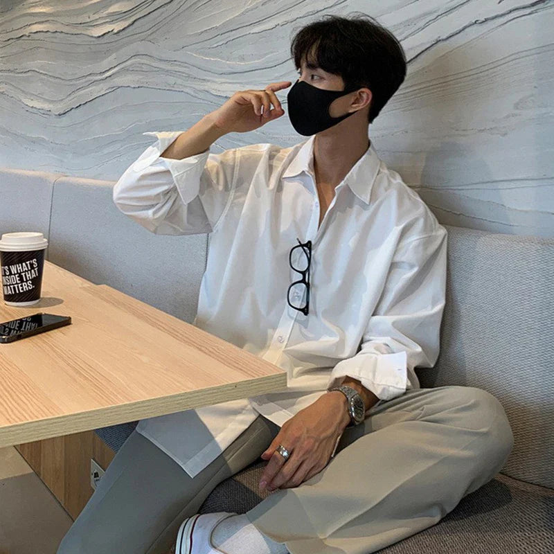 Camisa Coreana Slim Fit Manga Longa