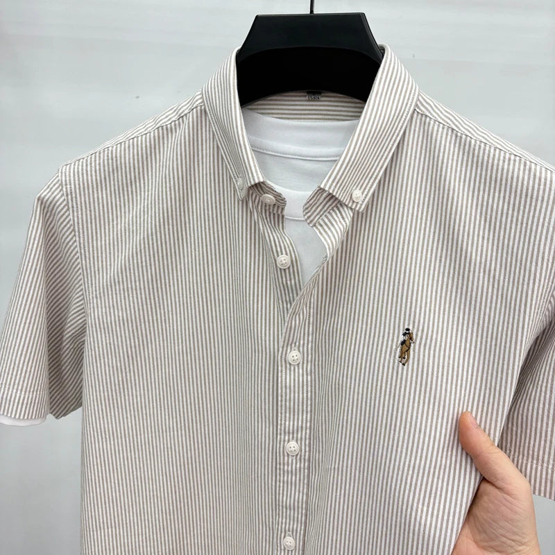 Camisa Listrada Bordada Premium