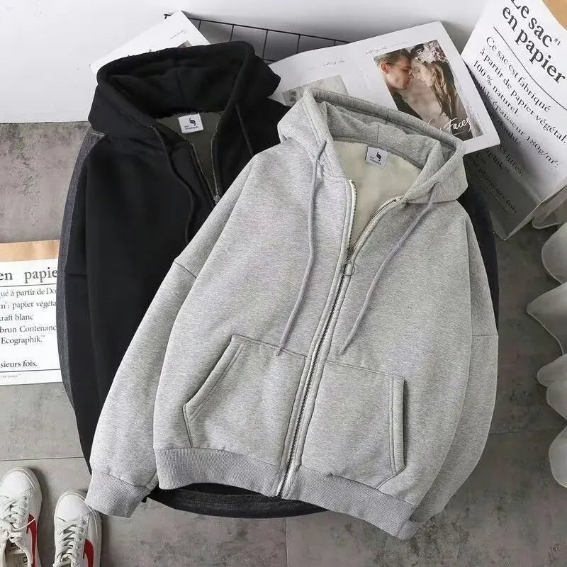 Jaqueta Fleece Hoodie Coreana