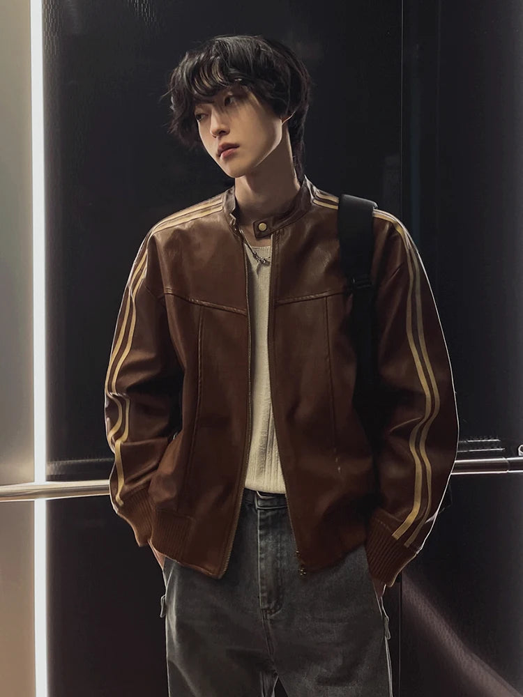 Jaqueta Biker Stand Collar Coreana