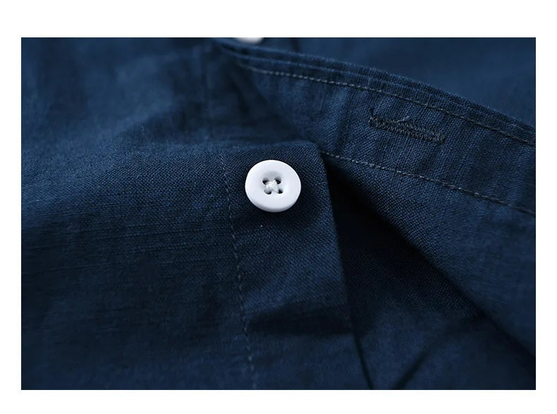 Camisa Linho Japonesa Mandarin Collar