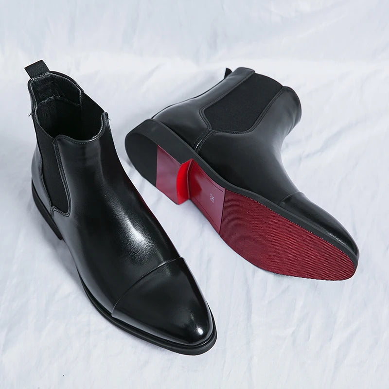 Chelsea Boot Sola Vermelha Bico Redondo Business