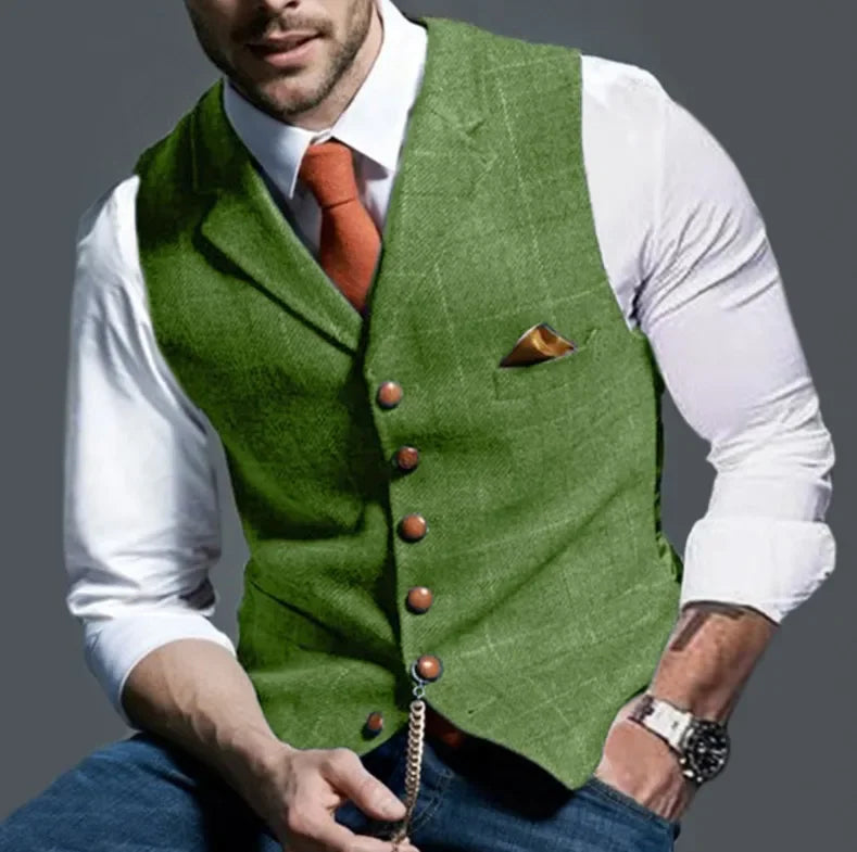 Colete Social Tweed Herringbone Slim