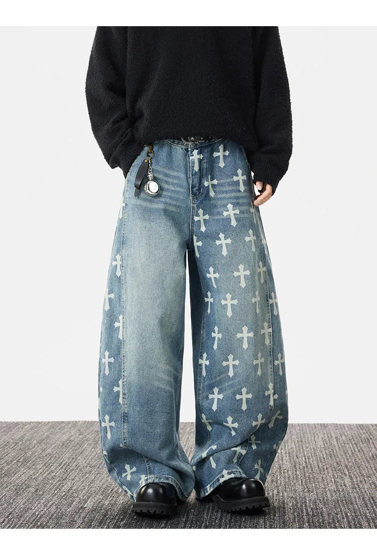 Jeans Straight Leg Knife Cut Azul