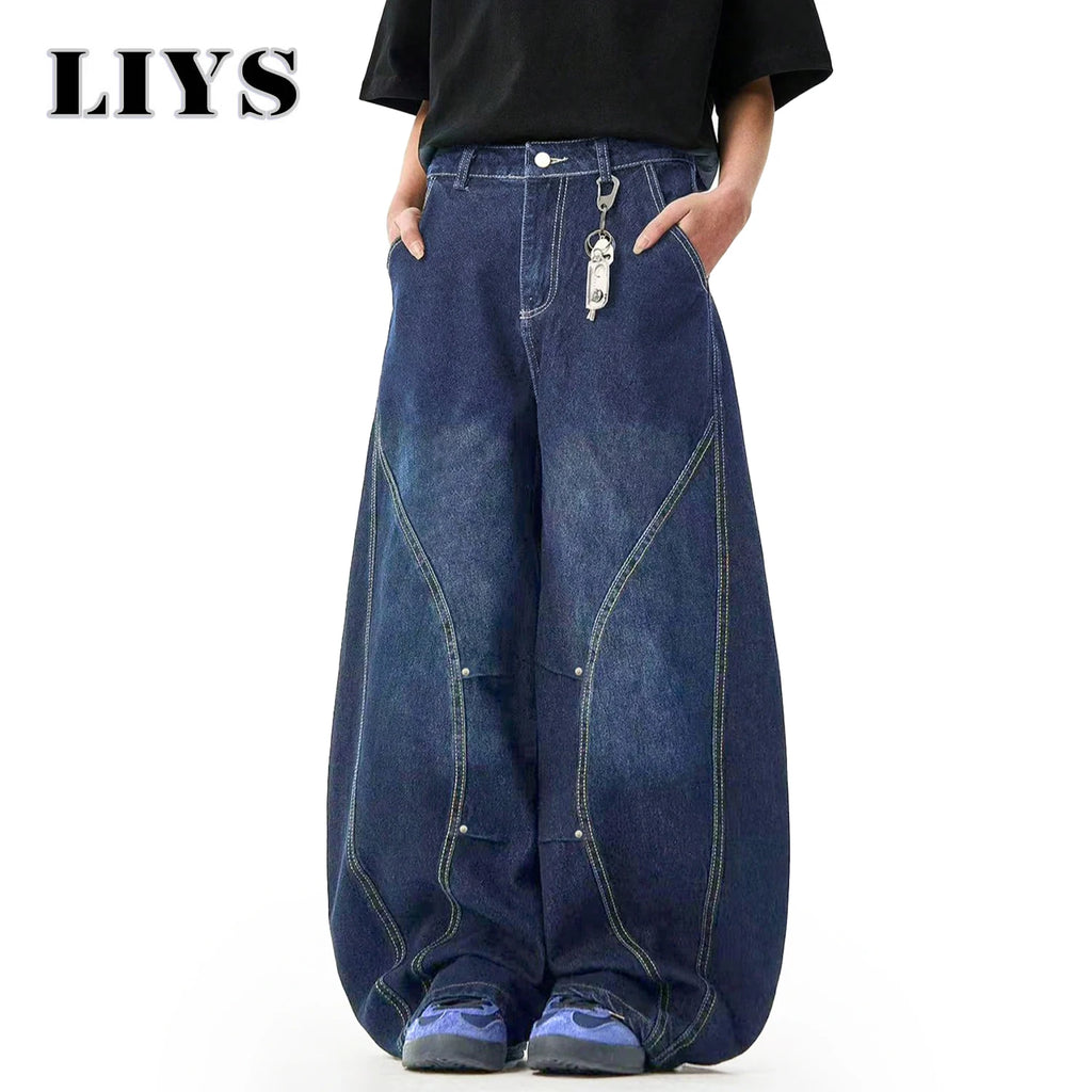 Jeans Baggy Wide Leg Machete Desconstruído Americano