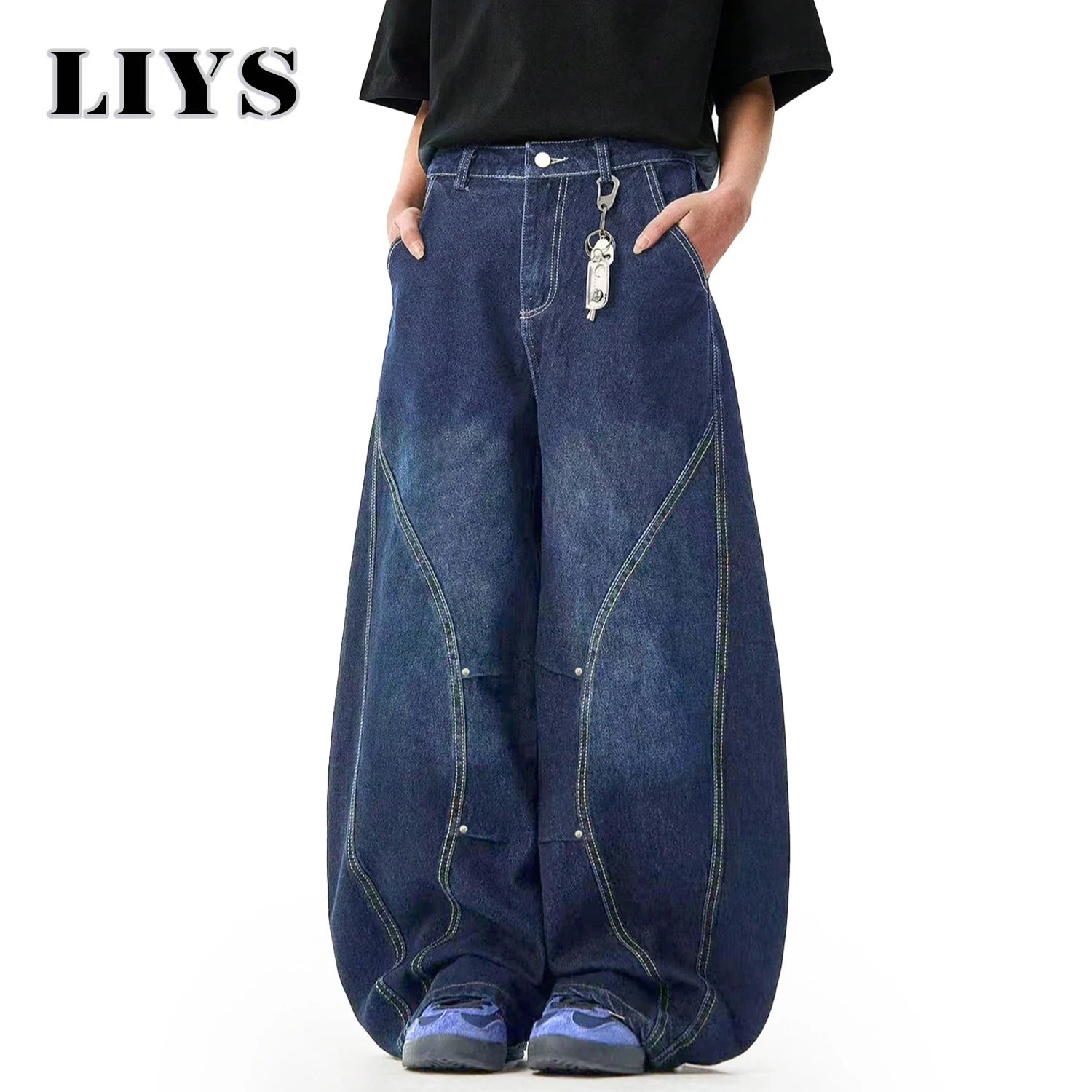 Jeans Baggy Wide Leg Machete Desconstruído Americano