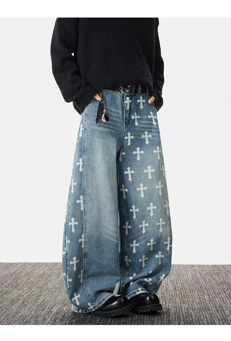Jeans Straight Leg Knife Cut Azul