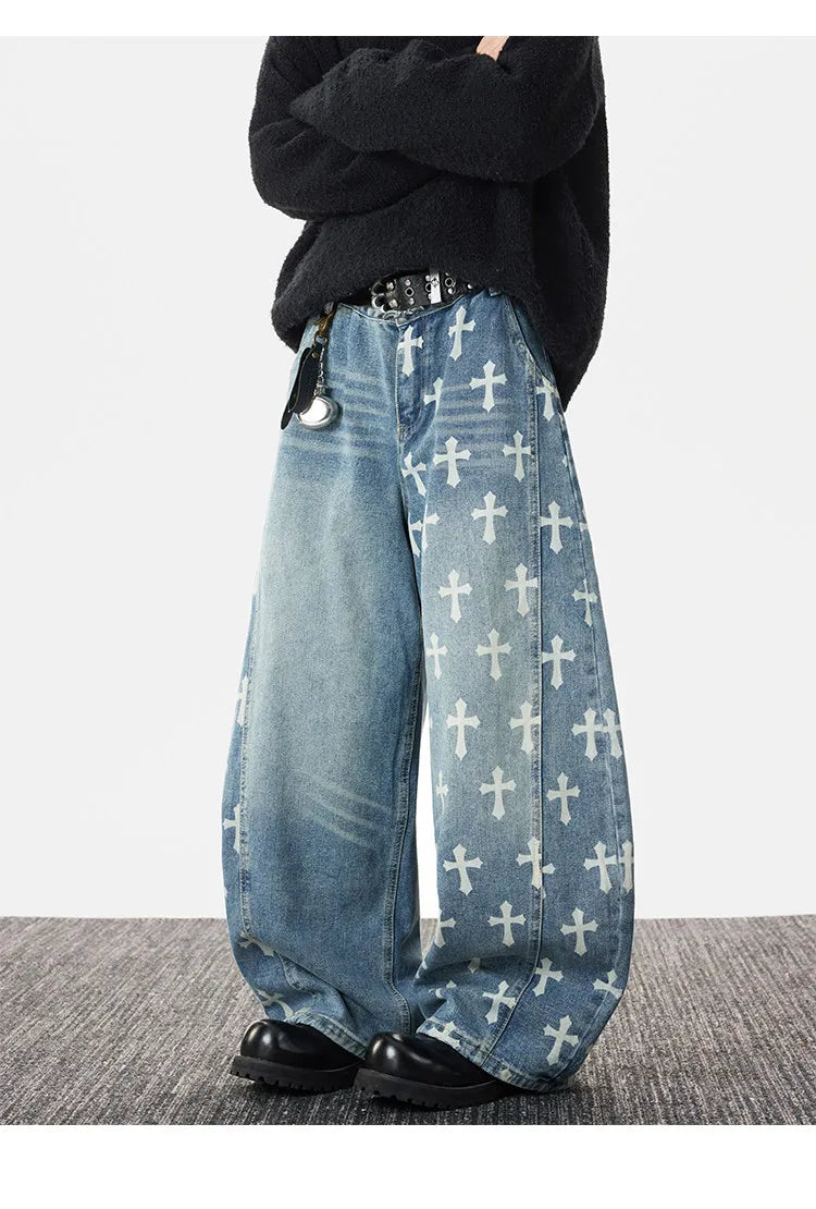Jeans Straight Leg Knife Cut Azul