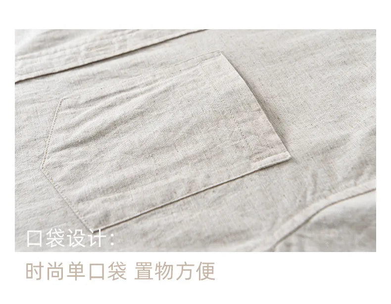 Camisa Linho Japonesa Mandarin Collar