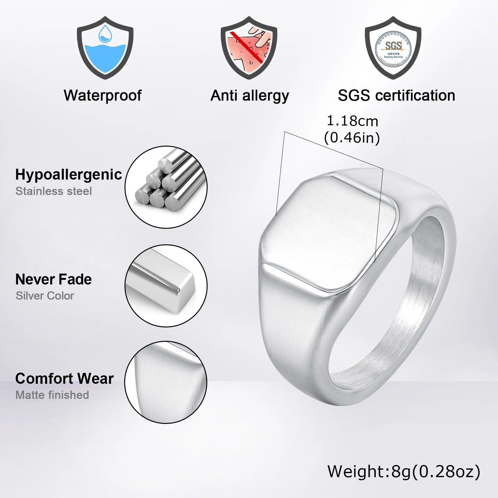 Anel Signet Masculino Vnox