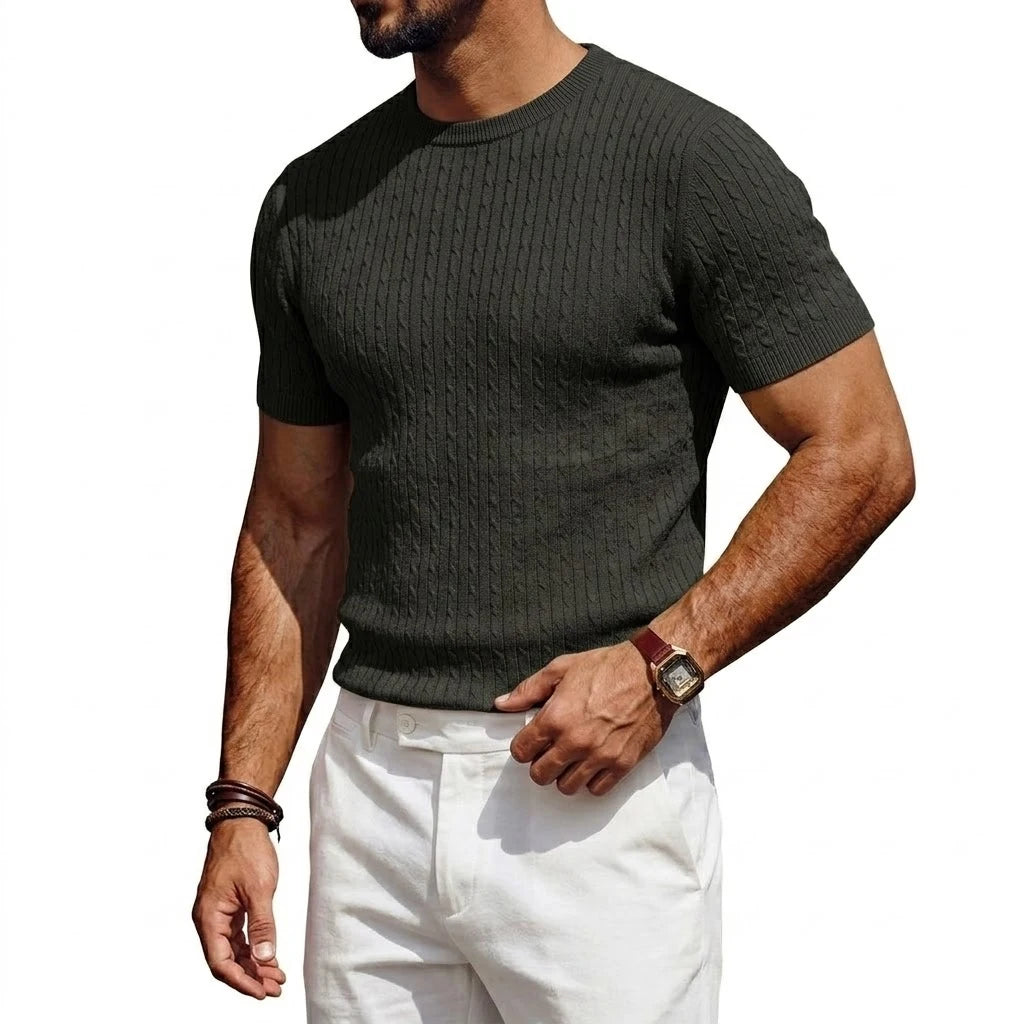 Camiseta Knit Pullover Manga Curta