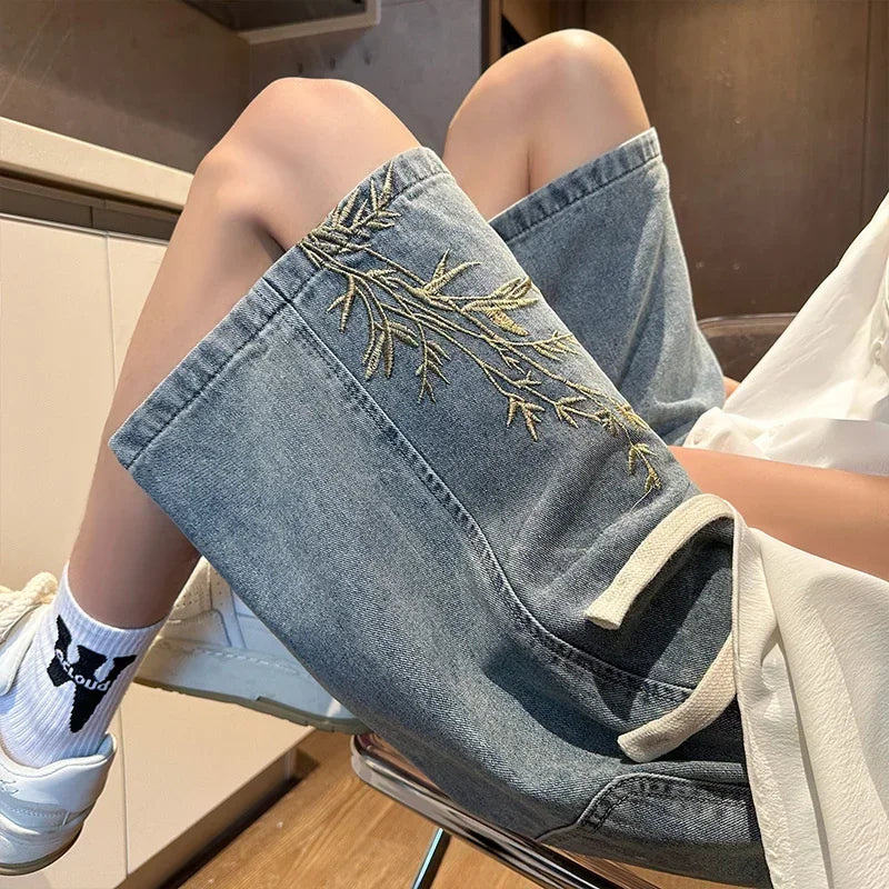 Shorts Jorts Y2K Bordado Baggy