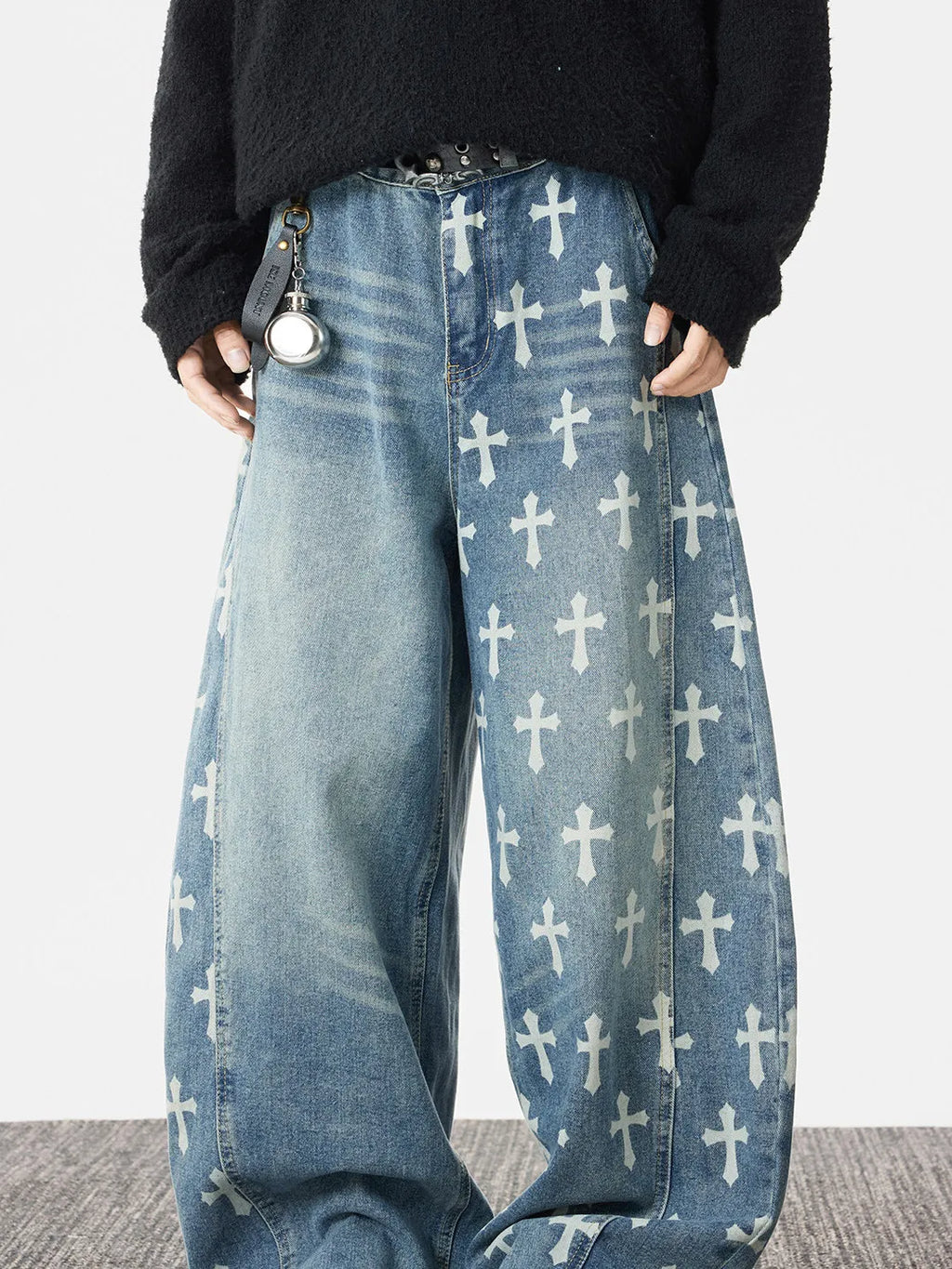 Jeans Straight Leg Knife Cut Azul