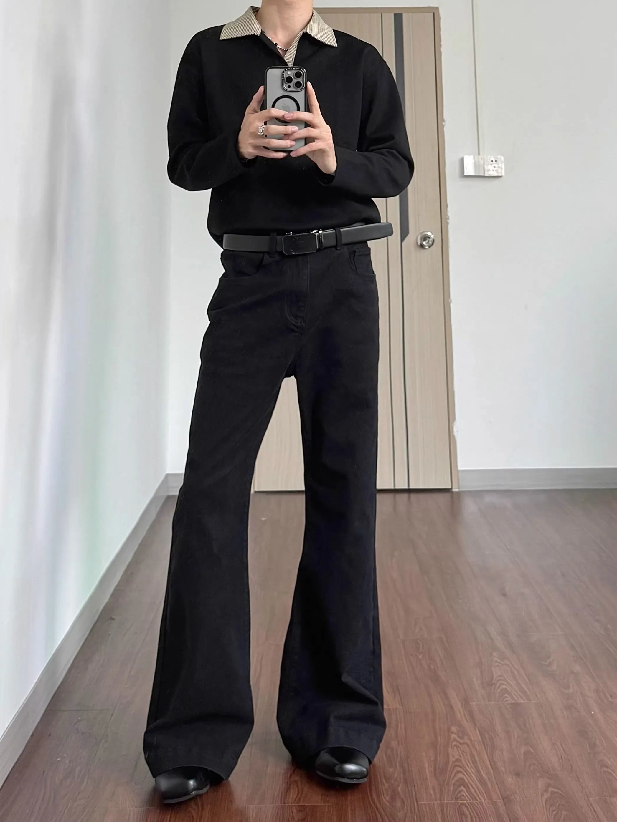 Jeans Slim Micro Flared Preto