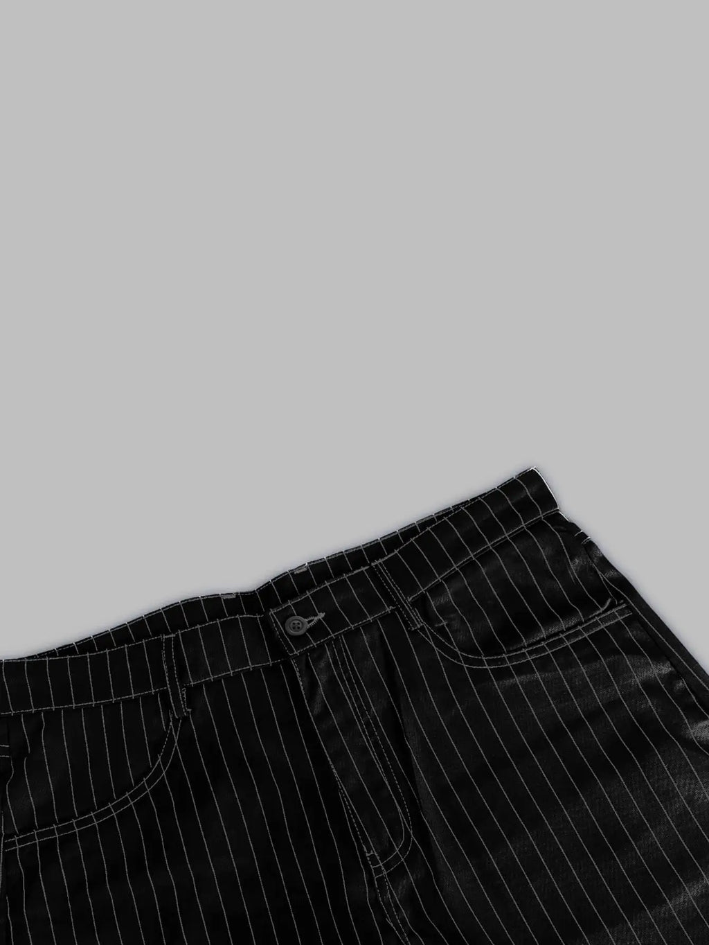 Calça Pinstripe Baggy Wide Leg Plissada Vintage