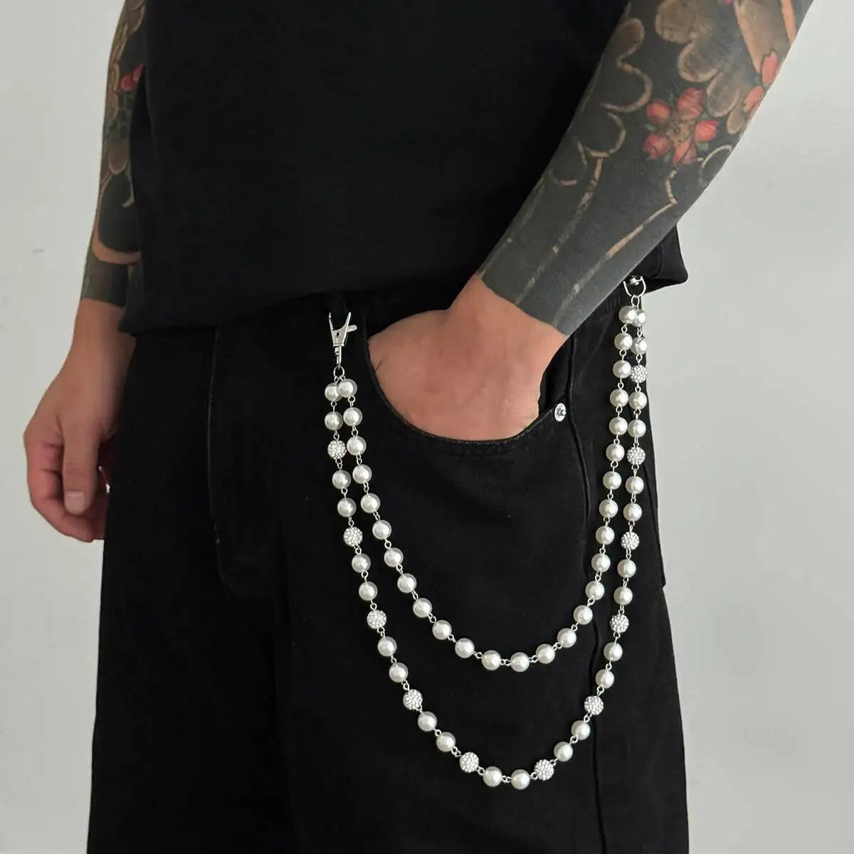 Corrente Calça Rhinestone Pearl