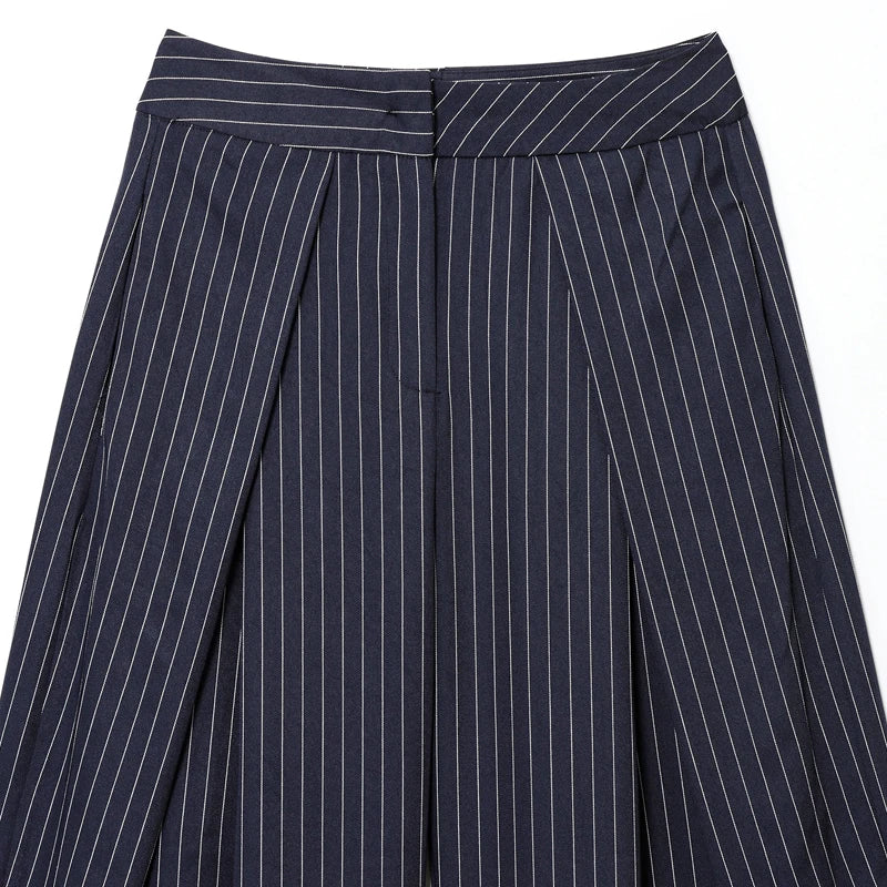 Calça Wide Leg Listrada Striped Casual