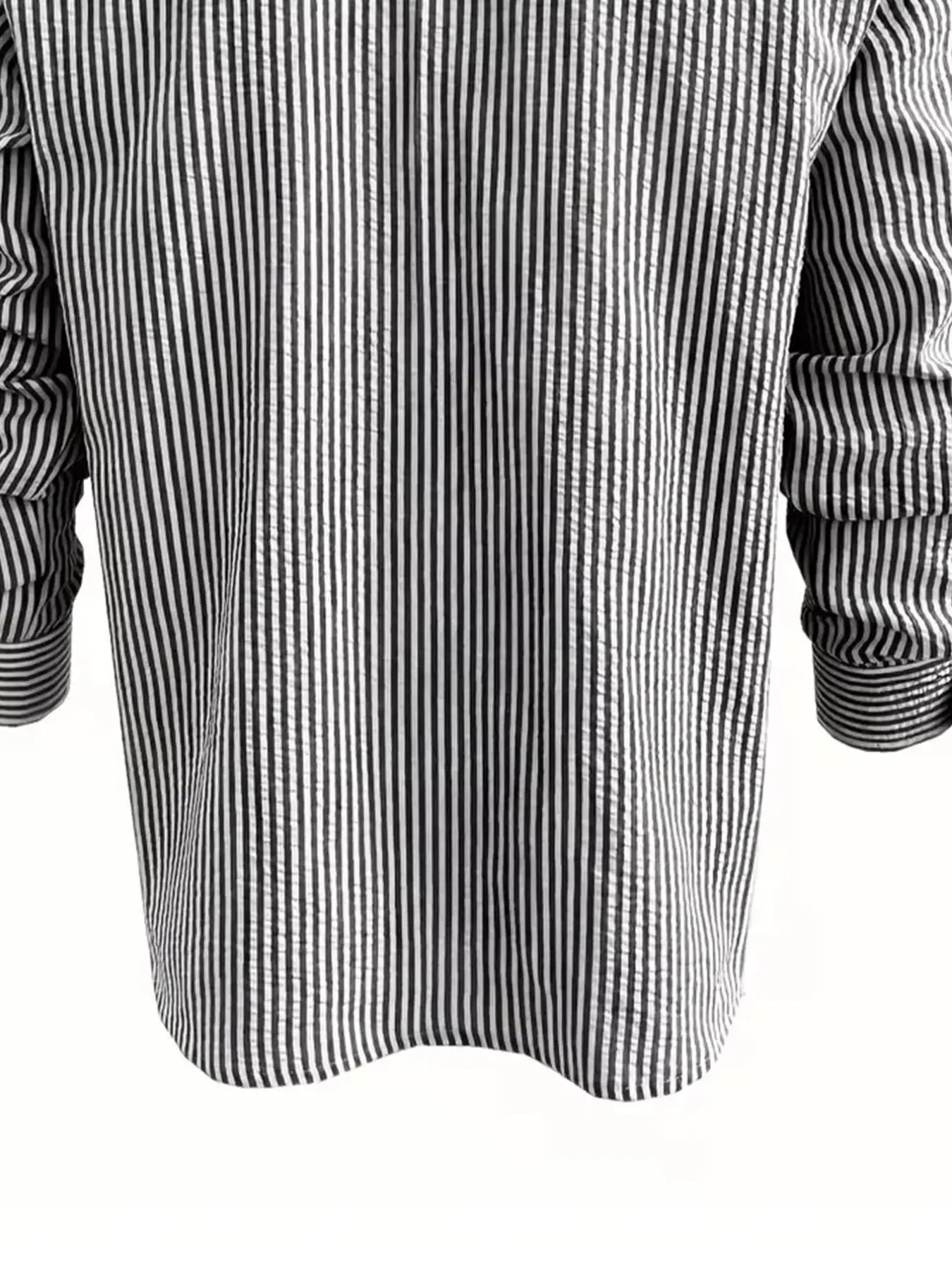 Camisa Listrada Manga Longa Loose Casual