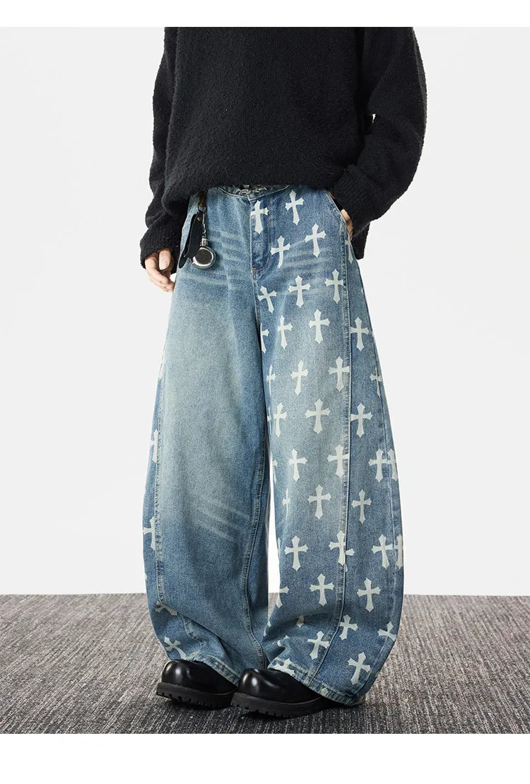 Jeans Straight Leg Knife Cut Azul