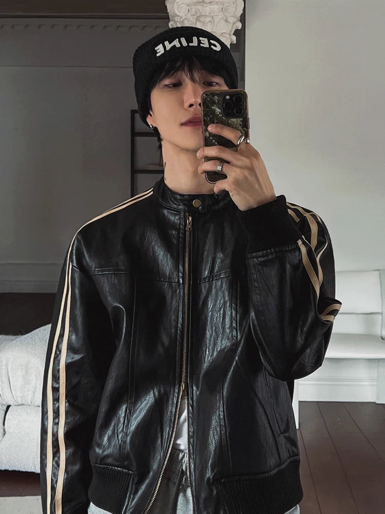 Jaqueta Biker Stand Collar Coreana