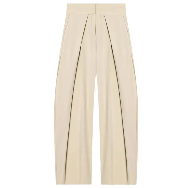 Calça Wide Leg Listrada Casual