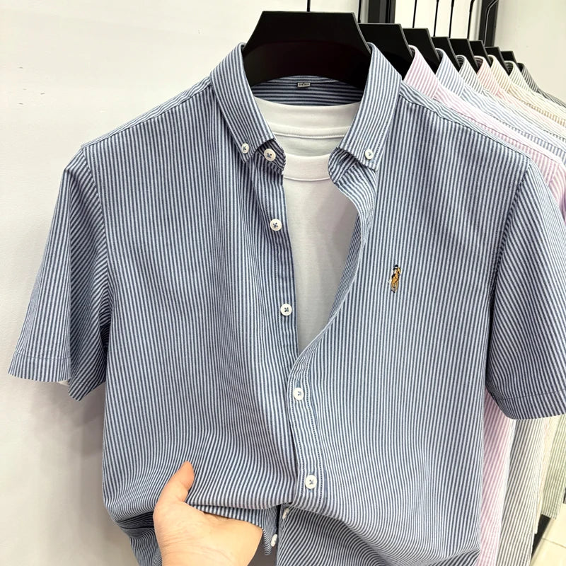 Camisa Listrada Bordada Premium
