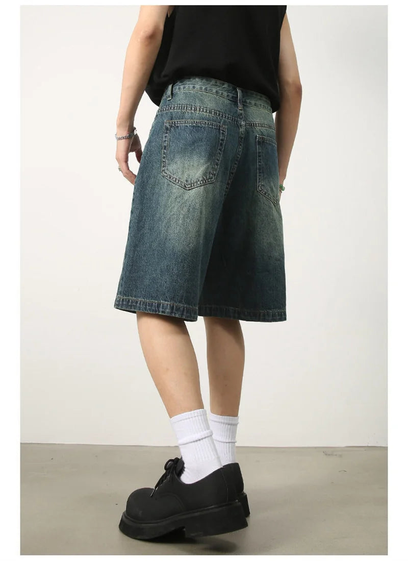 Shorts Jorts Washed Distressed Retrô